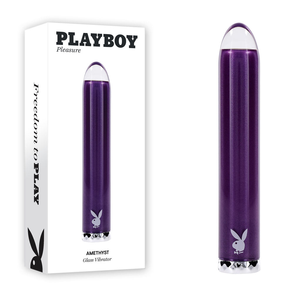 Playboy Pleasure AMETHYST - Purple 12.4 cm USB Rechargeable Glass Tipped Mini Vibrator Playboy Pleasure